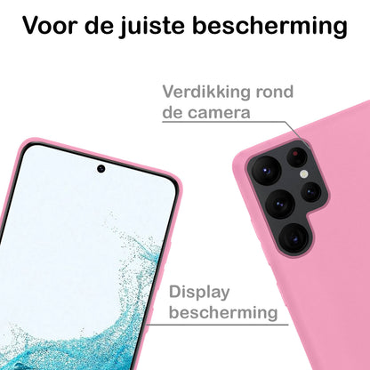 Samsung S22 Ultra Hoesje Siliconen Backcover Lichtgewicht - Lichtroze