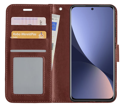 Xiaomi 12X Hoesje Bookcase Cover met Kaarthouder - Bruin