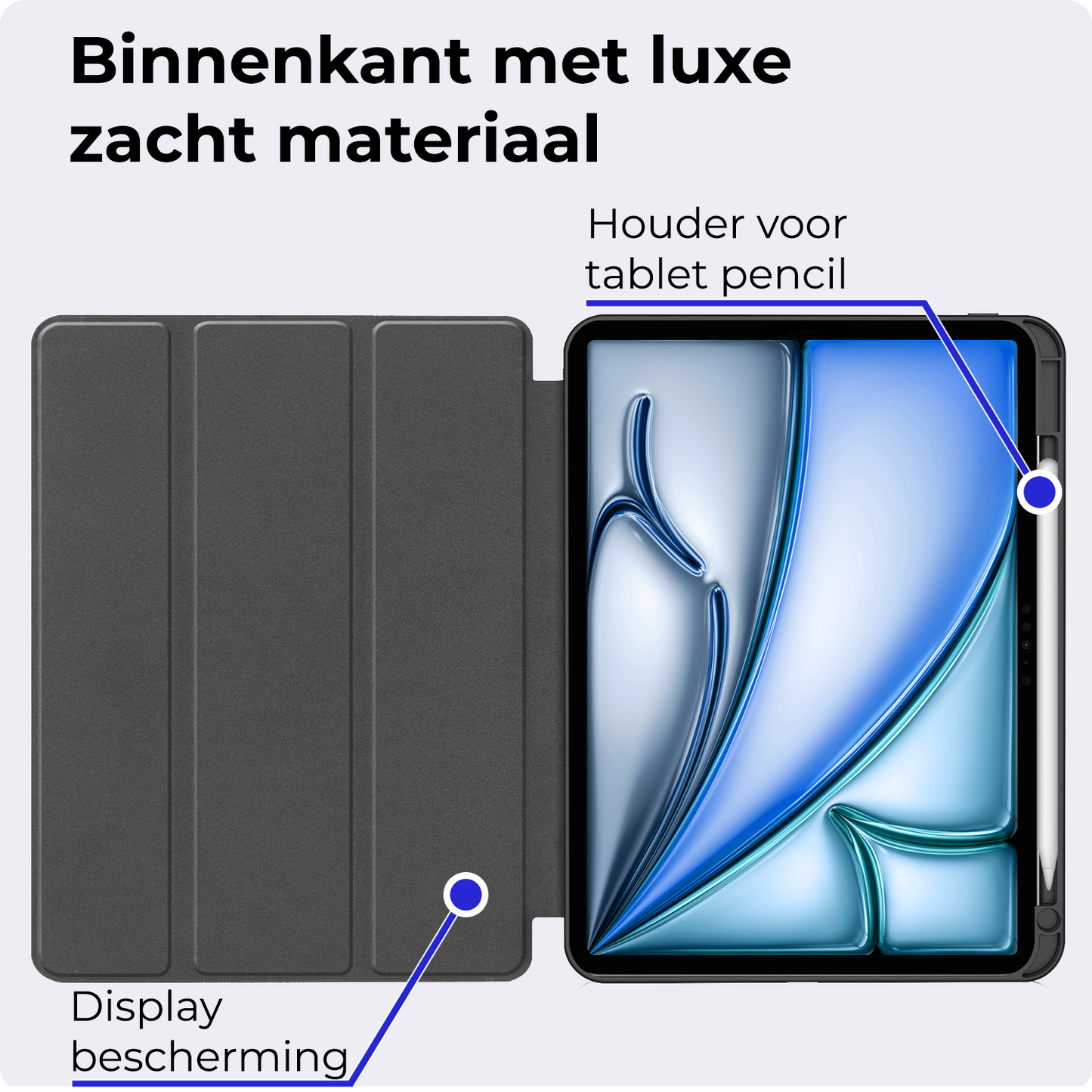 iPad Air 2024 (13 inch) Hoesje Book Case Met Apple Pencil Uitsparing - Zwart