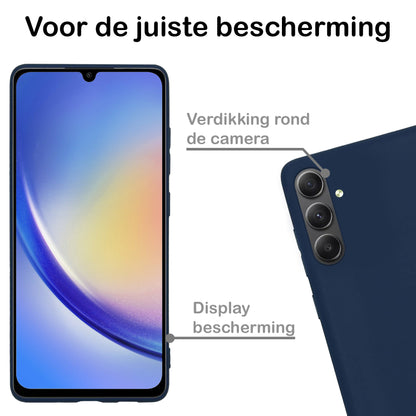Samsung A34 Hoesje Siliconen Backcover Lichtgewicht - Donkerblauw