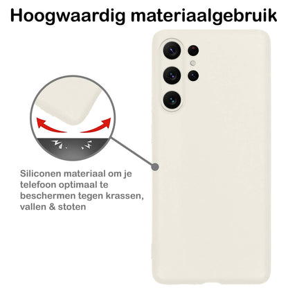 Samsung S23 Ultra Hoesje Siliconen Backcover Lichtgewicht - Wit