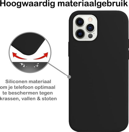 iPhone 12 Pro Max Hoesje Siliconen Backcover Lichtgewicht - Zwart