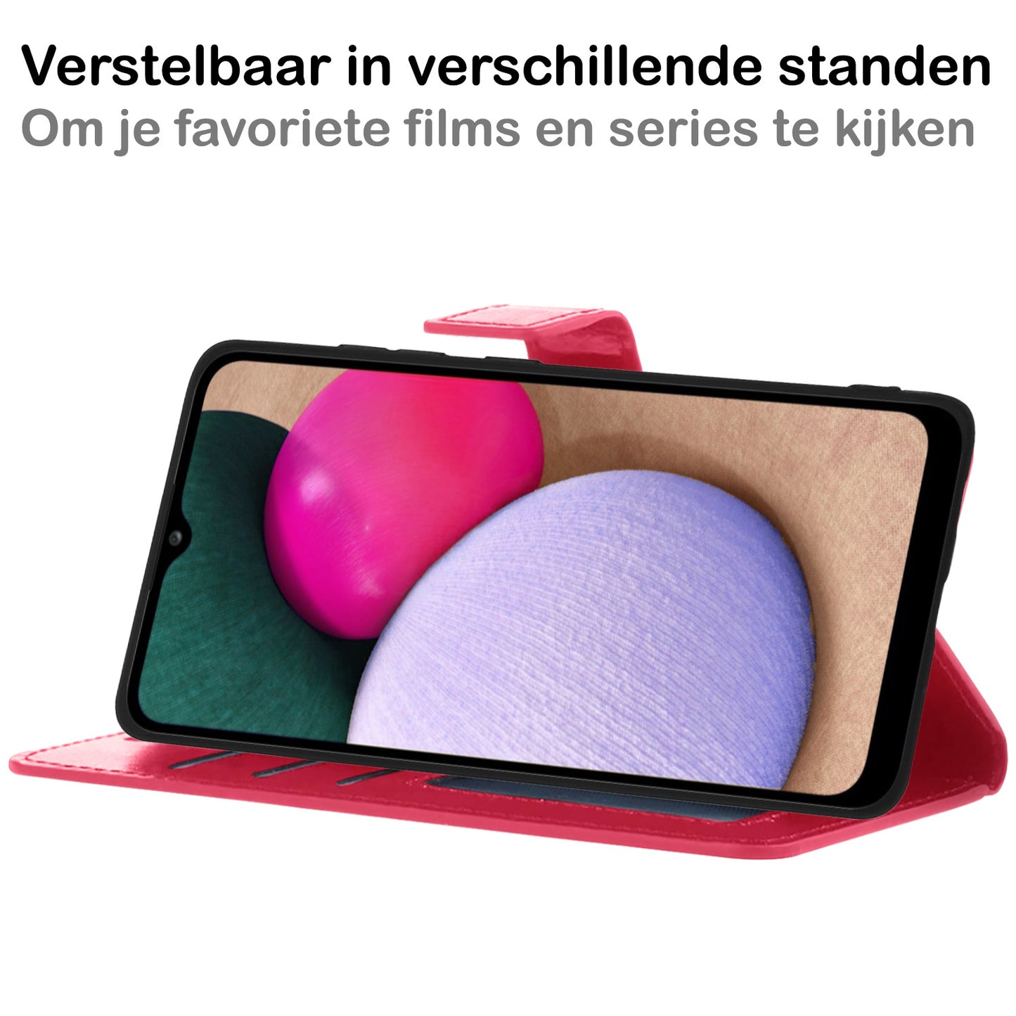 Samsung A03s Hoesje Book Case Kunstleer - Donkerroze