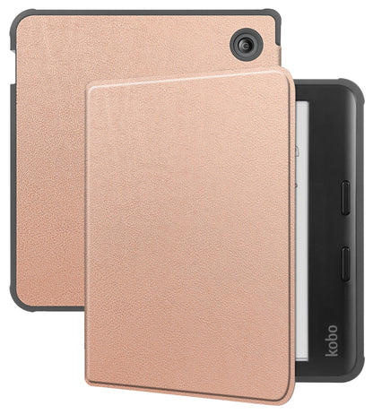 Kobo Libra Colour Bookcase Hoes Shockabsorberend - Rosé Goud