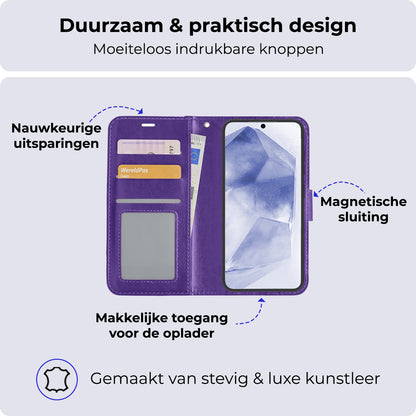 Samsung A55 Hoesje Bookcase Cover met Kaarthouder - Paars