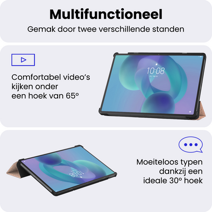 Lenovo Idea Tab Pro Trifold Bookcase Hoes - Rosé goud