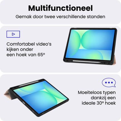 Samsung Galaxy Tab S10 FE Plus Trifold Bookcase Hoes met Penhouder voor S Pen - Rosé goud