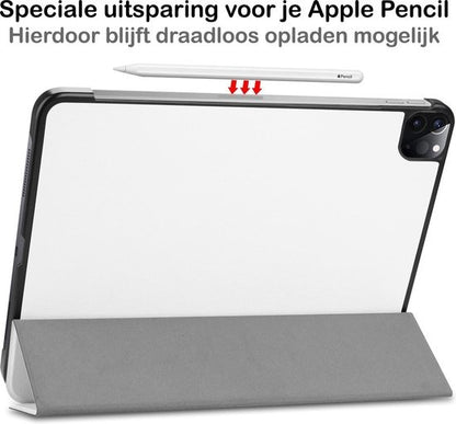 iPad Pro 2020 (11 inch) Trifold Bookcase Hoes - Wit