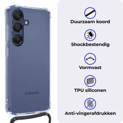 Samsung A16 Hoesje met Koord Backcover Shockproof - Transparant