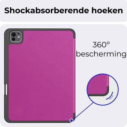 iPad Pro 2024 (11 inch) Hoesje Book Case Met Apple Pencil Uitsparing - Paars