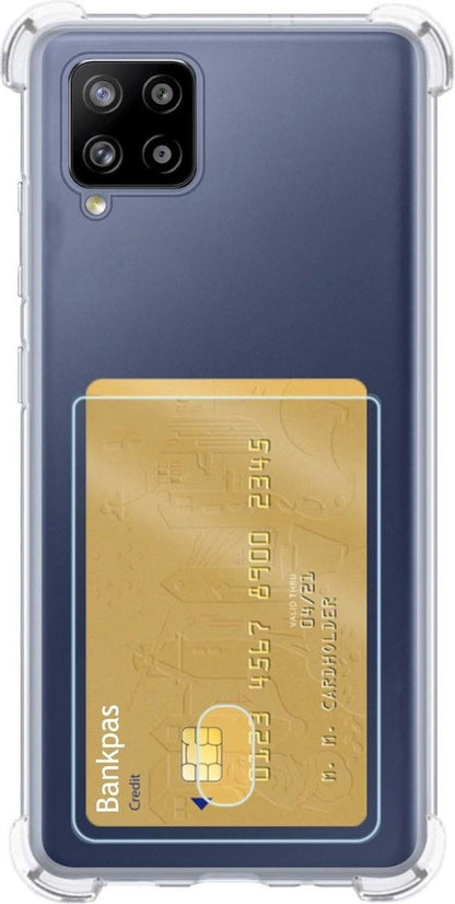 Samsung A12 Hoesje Kaarthouder Backcover Shockproof - Transparant