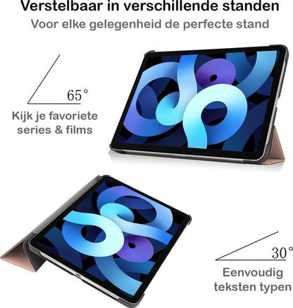iPad Air 2020 Trifold Bookcase Hoes - Rosé goud