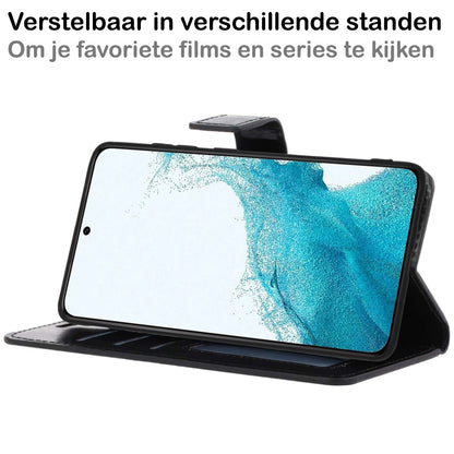 Samsung S22 Plus Hoesje Bookcase Cover met Kaarthouder - Zwart