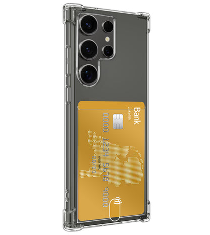 Samsung S24 Ultra Hoesje Kaarthouder Backcover Shockproof - Transparant