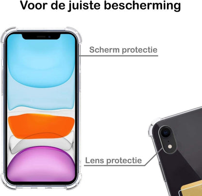 iPhone XR Hoesje Kaarthouder Backcover Shockproof - Transparant