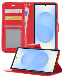 Samsung S25 Ultra Hoesje Bookcase Cover met Kaarthouder - Rood