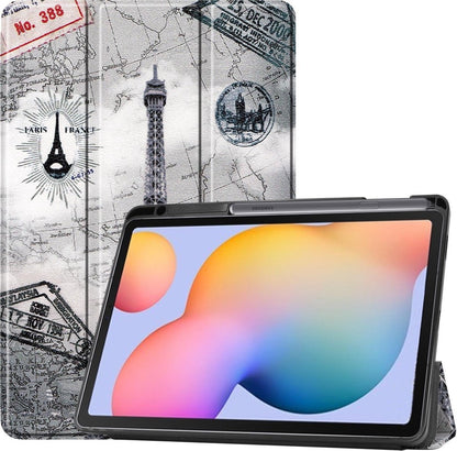 Samsung Galaxy Tab S6 Lite Tablethoes Smcpen Met Screenprotector - Eiffeltoren