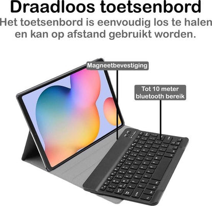 Samsung Galaxy Tab S6 Lite Toetsenbord Hoes met Uitneembaar toetsenbord - Donkerblauw