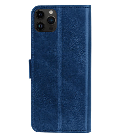 iPhone 15 Pro Max Hoesje Book Case Kunstleer - Donkerblauw