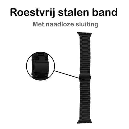 Horloge Bandje Geschikt Voor Apple Watch 1-8 / SE - 42/44/45 mm Bandje Metaal - Zwart