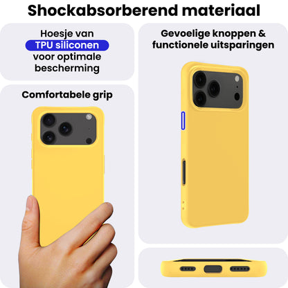 iPhone 17 Pro Hoesje Siliconen Backcover Lichtgewicht - Geel