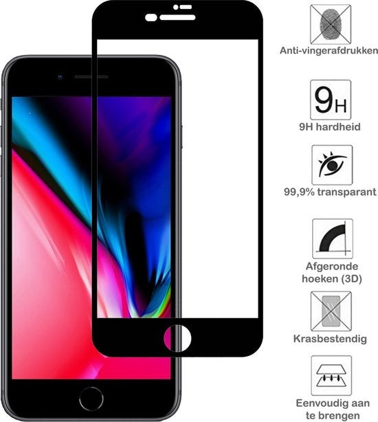 iPhone 7/8 Plus Screenprotector Full Cover Tempered Glass