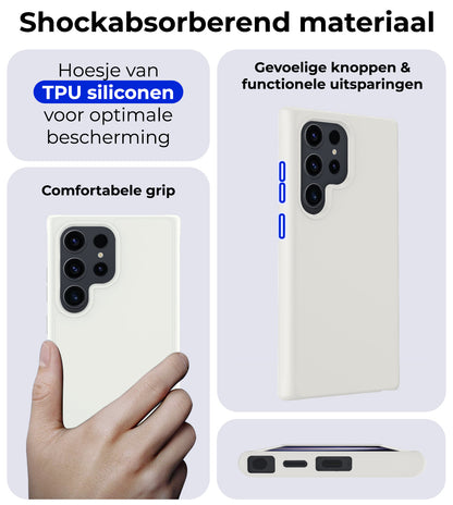 Samsung S24 Ultra Hoesje Siliconen Backcover Lichtgewicht - Wit