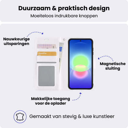 Samsung A27 Hoesje Bookcase Cover met Kaarthouder - Wit