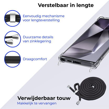 Samsung S24 Ultra Hoesje met Koord Siliconen - Transparant