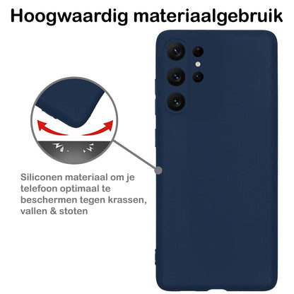 Samsung S23 Ultra Hoesje Siliconen Backcover Lichtgewicht - Donkerblauw
