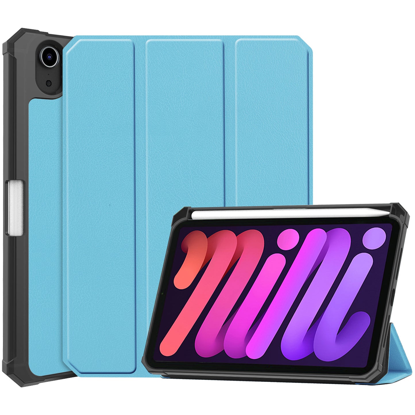 iPad Mini 6 Hoesje Book Case Met Apple Pencil Uitsparing - Lichtblauw