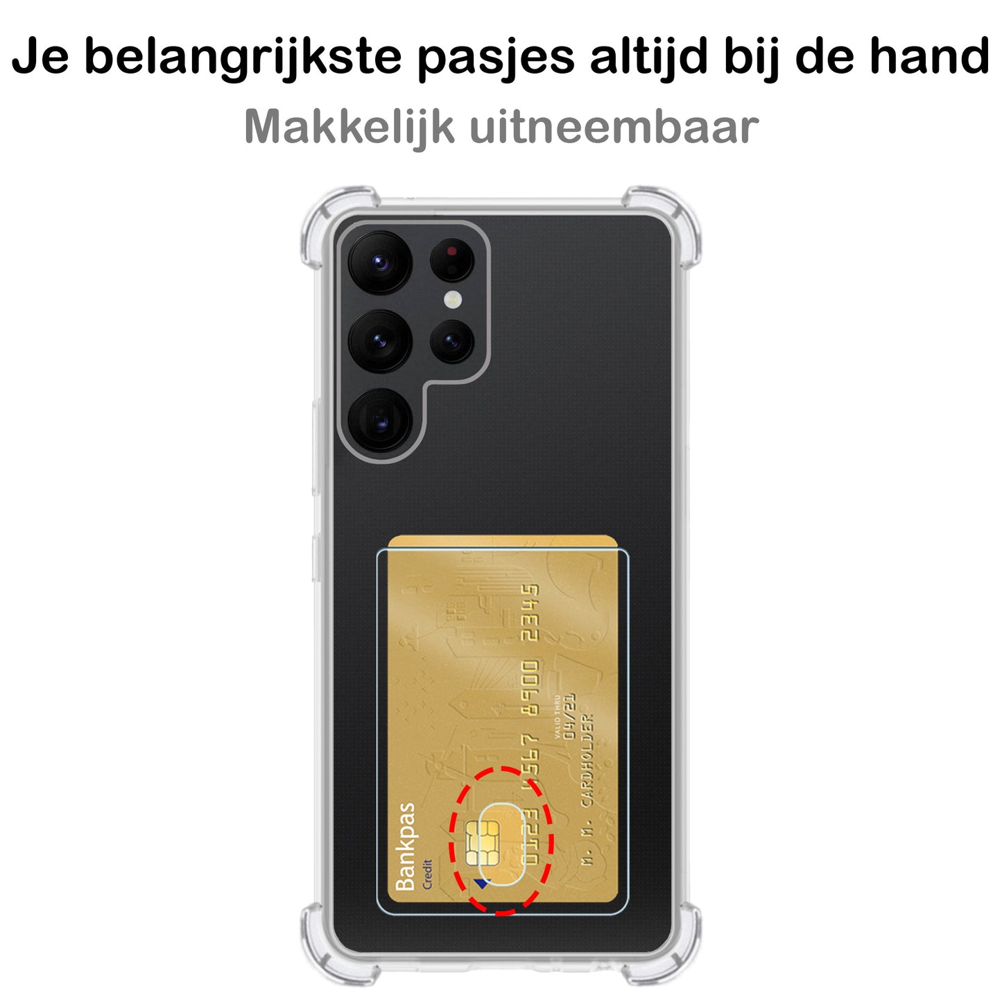 Samsung S23 Ultra Hoesje met Pasjeshouder Siliconen - Transparant