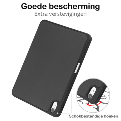 iPad 2022 / 2025 (A16 ) Trifold Bookcase Hoes met Penhouder voor Apple Pen - Zwart