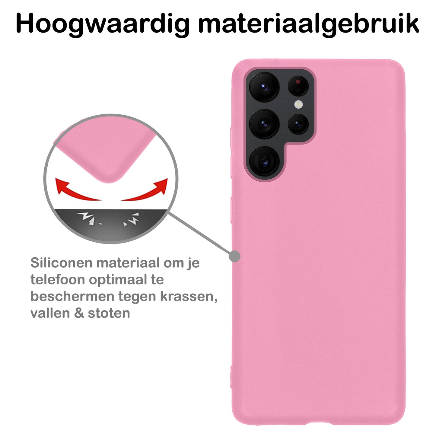 Samsung S22 Ultra Hoesje Siliconen - Lichtroze