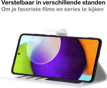 Samsung A52 5G Hoesje Bookcase Cover met Kaarthouder - Wit