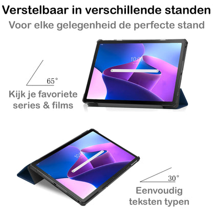 Lenovo Tab M10 Plus 3rd Gen Trifold Bookcase Hoes - Donkerblauw