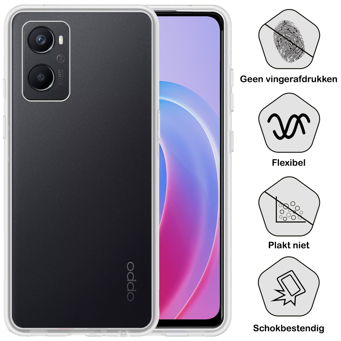 OPPO A96 Hoesje Siliconen - Transparant