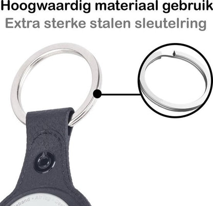 Apple AirTag Hoesje Leren Full Cover Lichtgewicht - Zwart