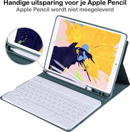 iPad 10.2 2020 Hoesje Toetsenbord Case Kunstleer - Donkergroen