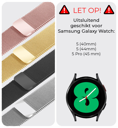 Polsbandje Met Magneetsluiting Geschikt voor Samsung Galaxy Watch 5 Bandje Milanees - Zwart