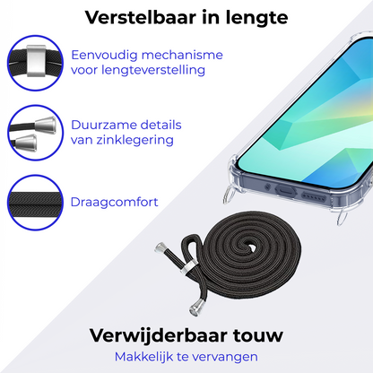 Samsung A16 Hoesje met Koord Backcover Shockproof - Transparant