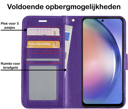Samsung A54 Hoesje Bookcase Cover met Kaarthouder - Paars