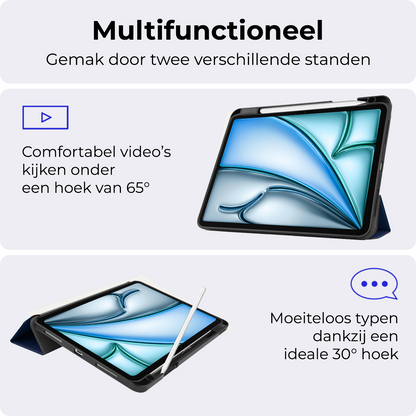 iPad Air 2024 / 2025 (11 inch) Trifold Bookcase Hoes met Penhouder voor Apple Pen - Donkerblauw