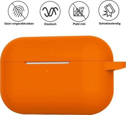 Airpods Pro Hoesje Siliconen met Clip - Oranje