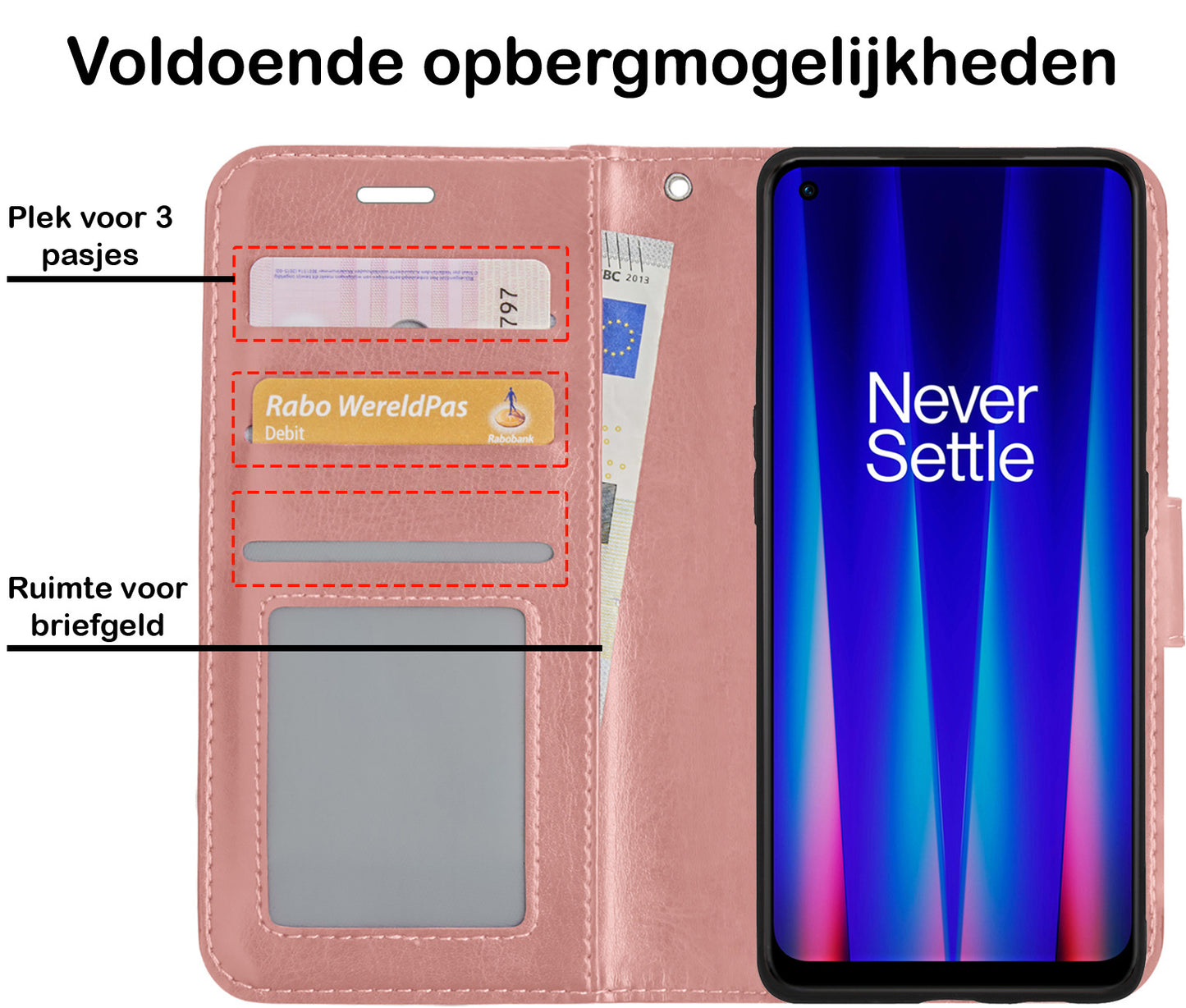 OnePlus Nord CE 2 Hoesje Book Case Kunstleer - Rosðð goud