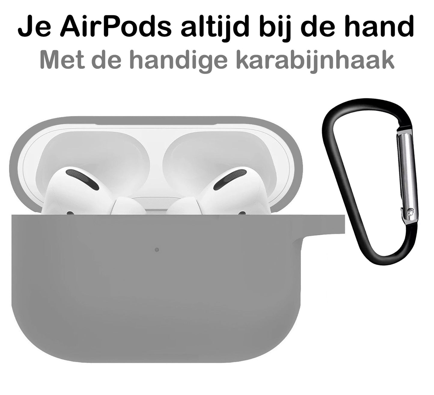 AirPods Pro 2 Hoesje Siliconen met Clip - Grijs