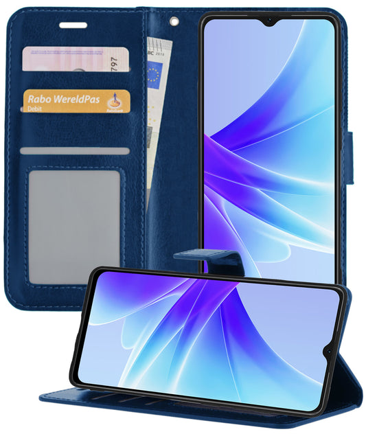 OPPO A57s Hoesje Book Case Kunstleer - Donkerblauw