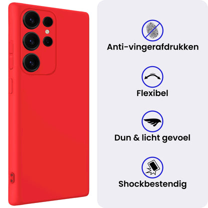 Samsung S25 Ultra Hoesje Siliconen Backcover Lichtgewicht - Rood