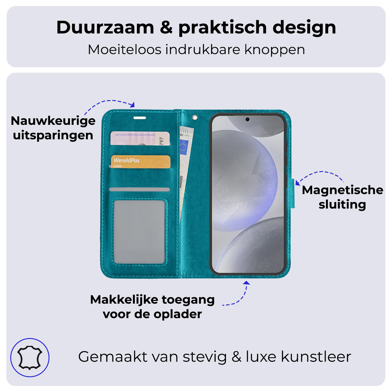 Samsung S24 Plus Hoesje Book Case Kunstleer - Turquoise