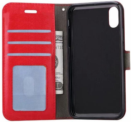 iPhone X Hoesje Bookcase Cover met Kaarthouder - Rood
